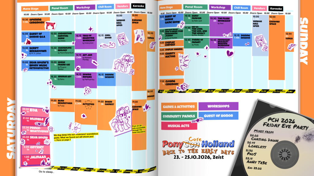 Schedule PonyCon Holland 2026